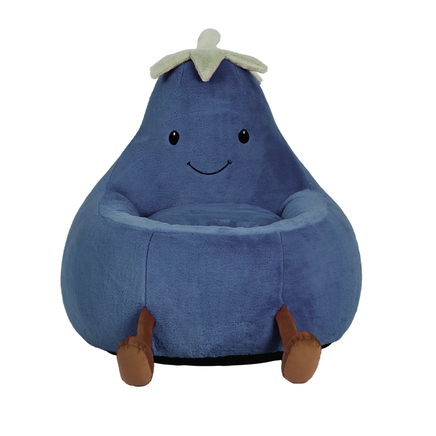 Modern Beanbag Chair for Toddlers, 24-31 Inch Padded Sofa with High Rebound Memory Foam, Beige-Purple Eggplant Design, Perfect for Reading and Gaming