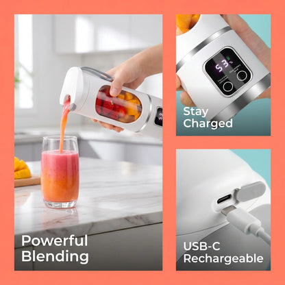 Portable 15.22 Oz USB Rechargeable Personal Blender with LED Display, Durable ABS Material, Ideal for Smoothies and Juices, Essential Kitchen Appliance