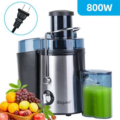 BOYUEVI 800W Centrifugal Fruit Juice Extractor - BPA-Free Juicer with 3" Wide Feed Chute, 30Oz Jug, Easy Clean Design, Auto-Cut Off Feature, No Pre-Cutting Required, Quick Fresh Juice Production