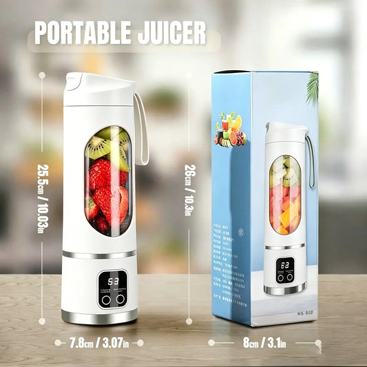 Portable 15.22 Oz USB Rechargeable Personal Blender with LED Display, Durable ABS Material, Ideal for Smoothies and Juices, Essential Kitchen Appliance