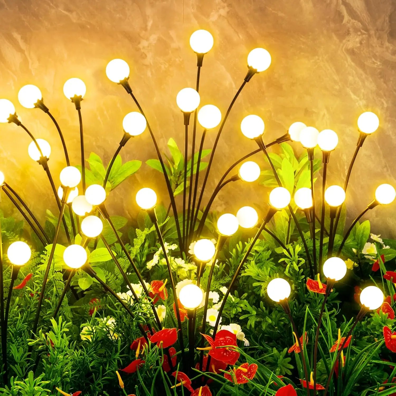 Outdoor Solar LED Firefly Lights - Waterproof Garden Stake Decorative Lamps with Auto Dusk-to-Dawn Functionality, Available in 4 or 8 Pack, Ideal for Curb Appeal, Whimsical Decor, Mood Lighting, Pathway Illumination, Home and Camping Essentials