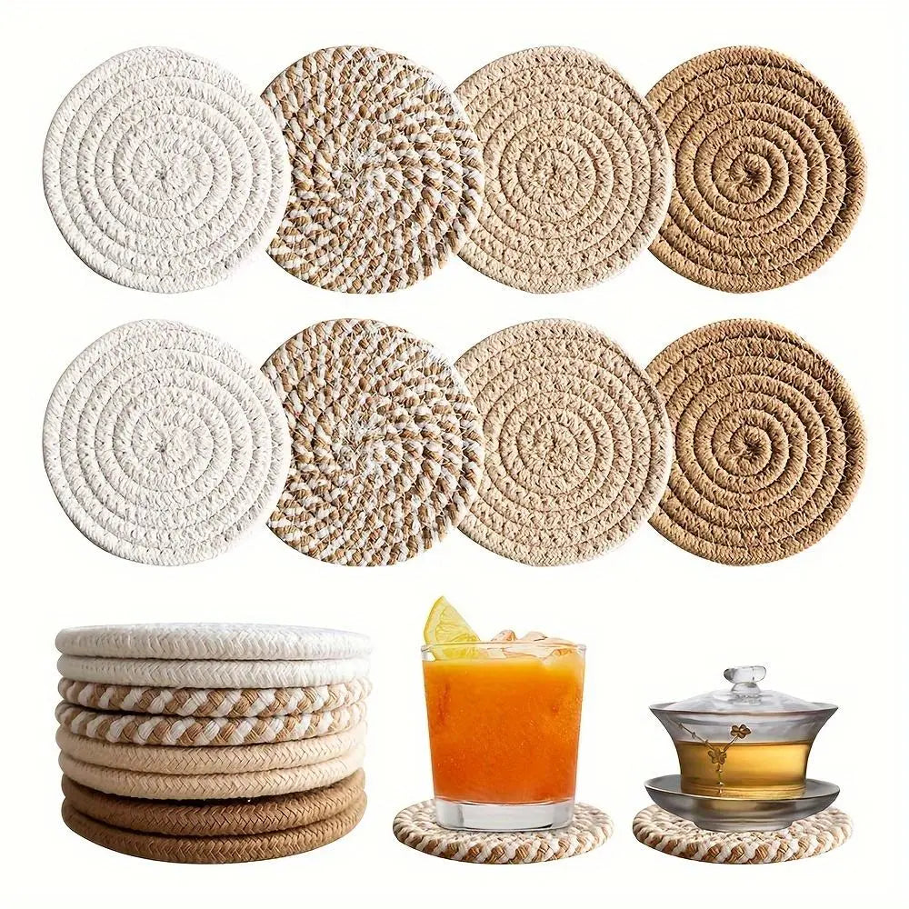 Set of 8 Non-Woven Absorbent Round Coasters - Elegant Household Placemats for Coffee Tables, Home Decor, and Gift Ideas