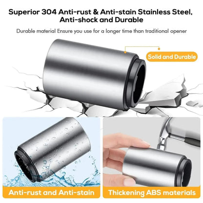 Stainless Steel Automatic Beer Bottle Opener with Magnetic Cap Catcher - Ideal Travel Accessory and Bartending Tool for Home, Picnics, and Camping