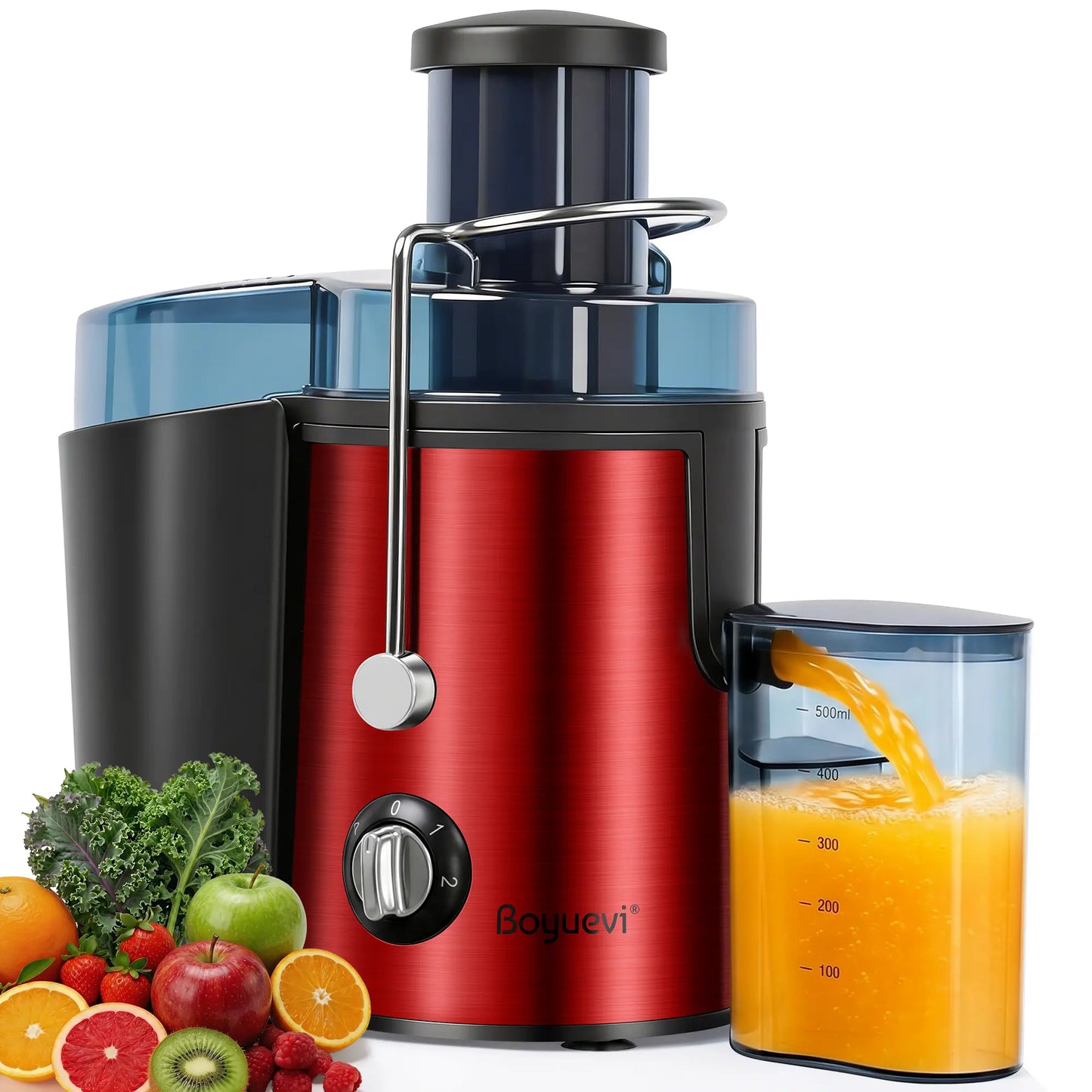 BOYUEVI 800W Centrifugal Fruit Juice Extractor - BPA-Free Juicer with 3" Wide Feed Chute, 30Oz Jug, Easy Clean Design, Auto-Cut Off Feature, No Pre-Cutting Required, Quick Fresh Juice Production