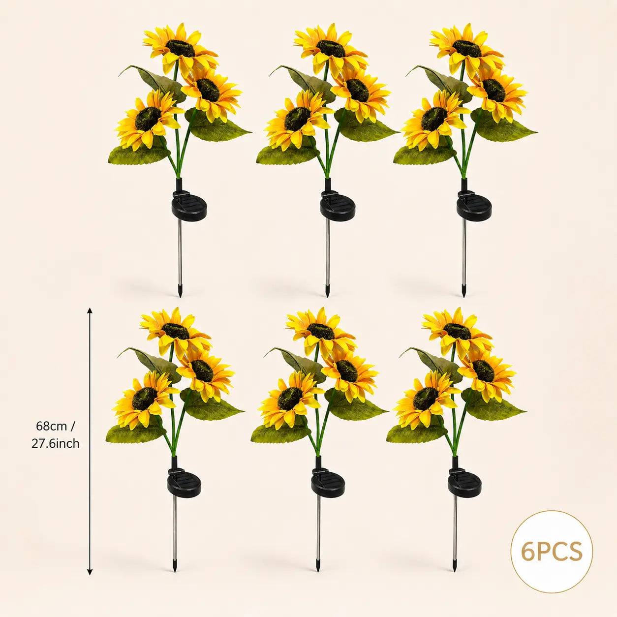 LED Solar Garden Stake Lights - Available in 2, 4, or 6 Packs, 14 cm Large Flower Heads, 65 cm Height, IP65 Waterproof Decorative Lighting for Lawn and Patio
