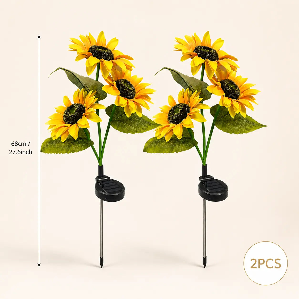 LED Solar Garden Stake Lights - Available in 2, 4, or 6 Packs, 14 cm Large Flower Heads, 65 cm Height, IP65 Waterproof Decorative Lighting for Lawn and Patio
