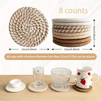 Set of 8 Non-Woven Absorbent Round Coasters - Elegant Household Placemats for Coffee Tables, Home Decor, and Gift Ideas