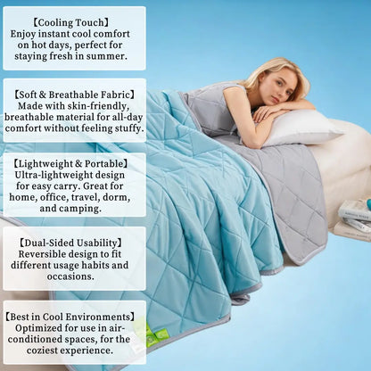 Double-Sided Reversible Cooling Blanket - Lightweight and Breathable Summer Sleep Accessory