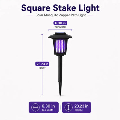 Solar-Powered Mosquito Zapper Light - Outdoor Garden Stake Lamp with UV Insect Control and Pathway Lighting, Weather-Resistant, Easy to Install, Available in Round and Square Designs