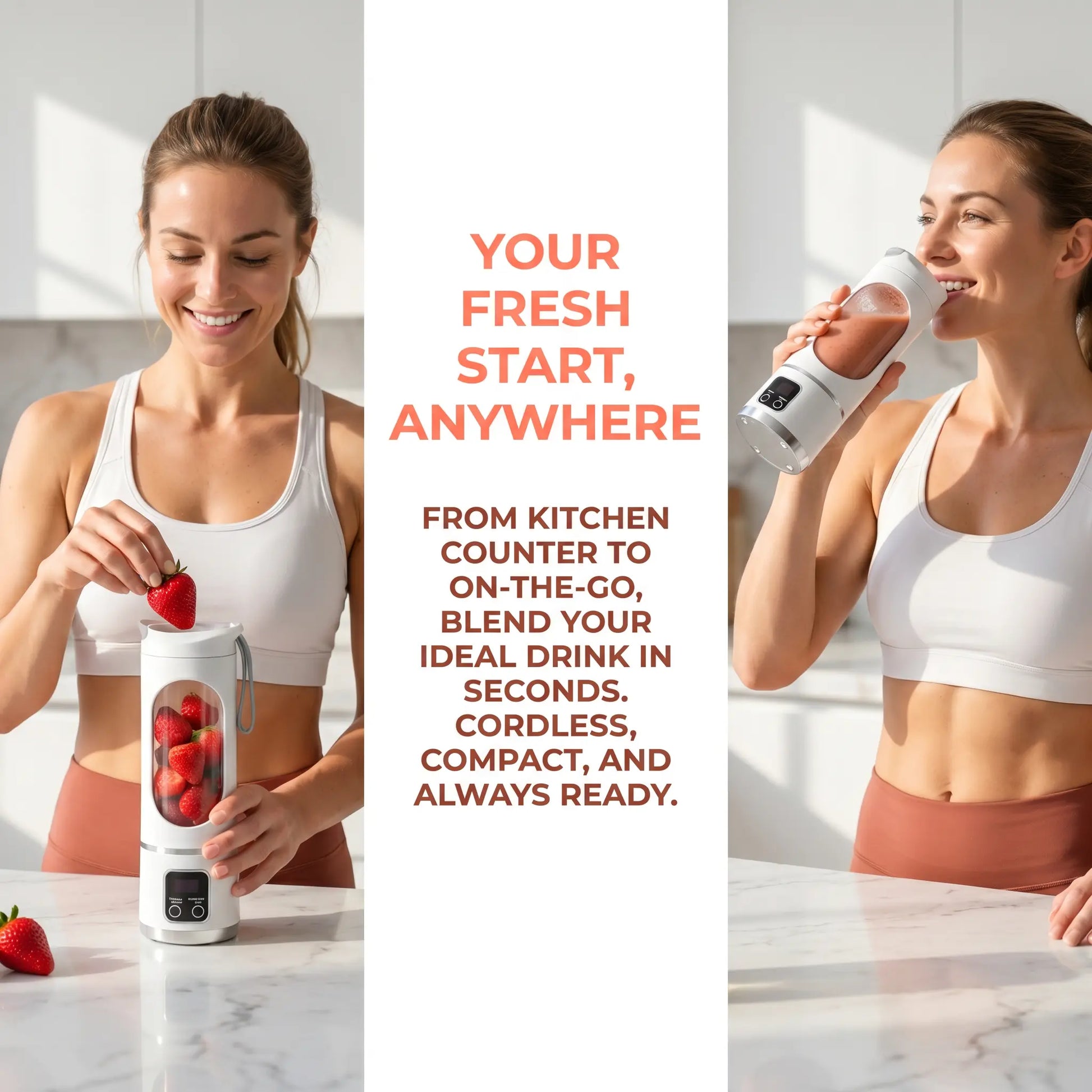 Portable 15.22 Oz USB Rechargeable Personal Blender with LED Display, Durable ABS Material, Ideal for Smoothies and Juices, Essential Kitchen Appliance