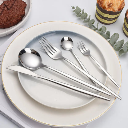 30-Piece Mirror-Polished Stainless Steel Gold Cutlery Set, Includes Dinner Knives, Spoons, Forks, Teaspoons, and Tea Forks, Durable and Dishwasher Safe