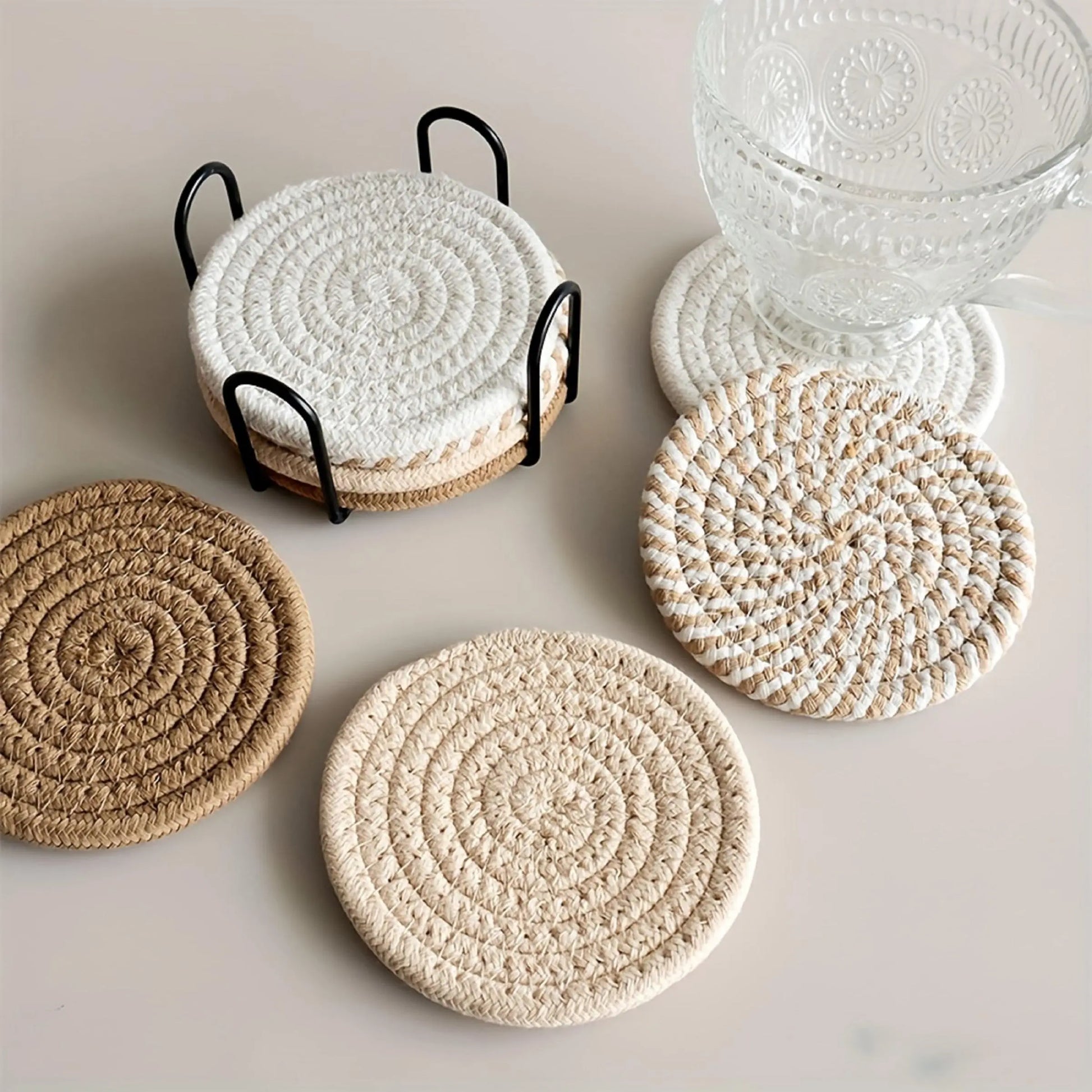 Set of 8 Non-Woven Absorbent Round Coasters - Elegant Household Placemats for Coffee Tables, Home Decor, and Gift Ideas