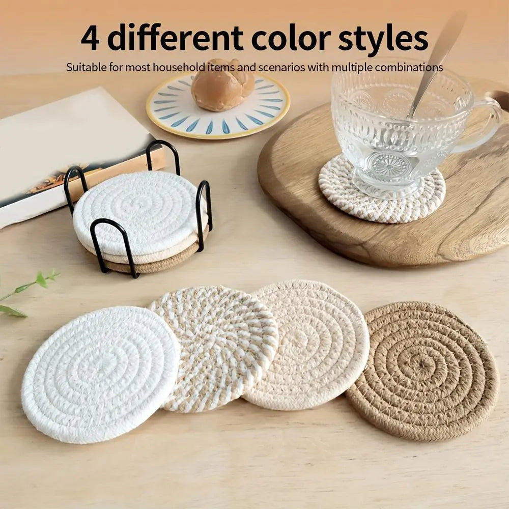 Set of 8 Non-Woven Absorbent Round Coasters - Elegant Household Placemats for Coffee Tables, Home Decor, and Gift Ideas