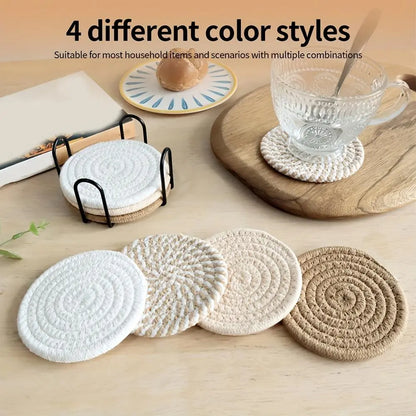 Set of 8 Non-Woven Absorbent Round Coasters - Elegant Household Placemats for Coffee Tables, Home Decor, and Gift Ideas