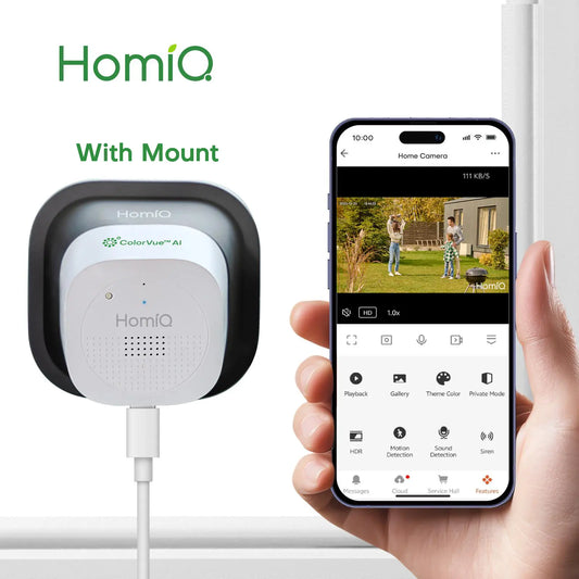 Homiq AI Magnetic 2K 3MP Window Security Camera with Dual Band WiFi, Colorvue AI Full Color Night Vision, Motion Detection, 24/7 Recording, Cloud Storage, and SD Card Support