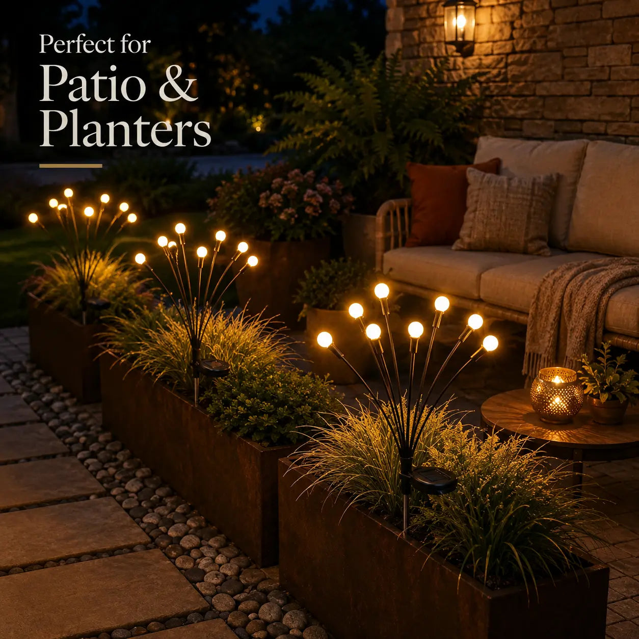 Outdoor Solar LED Firefly Lights - Waterproof Garden Stake Decorative Lamps with Auto Dusk-to-Dawn Functionality, Available in 4 or 8 Pack, Ideal for Curb Appeal, Whimsical Decor, Mood Lighting, Pathway Illumination, Home and Camping Essentials