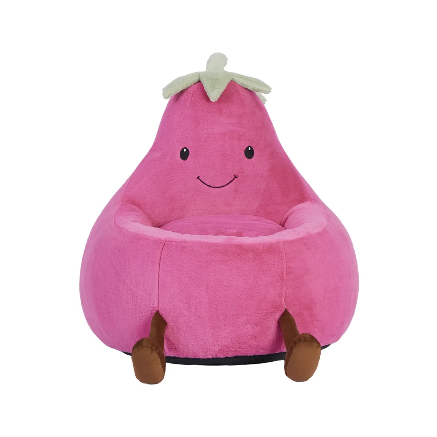 Modern Beanbag Chair for Toddlers, 24-31 Inch Padded Sofa with High Rebound Memory Foam, Beige-Purple Eggplant Design, Perfect for Reading and Gaming