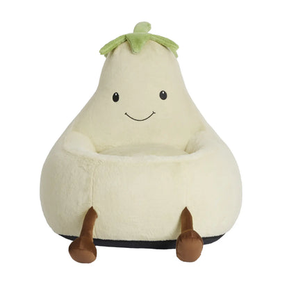 Modern Beanbag Chair for Toddlers, 24-31 Inch Padded Sofa with High Rebound Memory Foam, Beige-Purple Eggplant Design, Perfect for Reading and Gaming