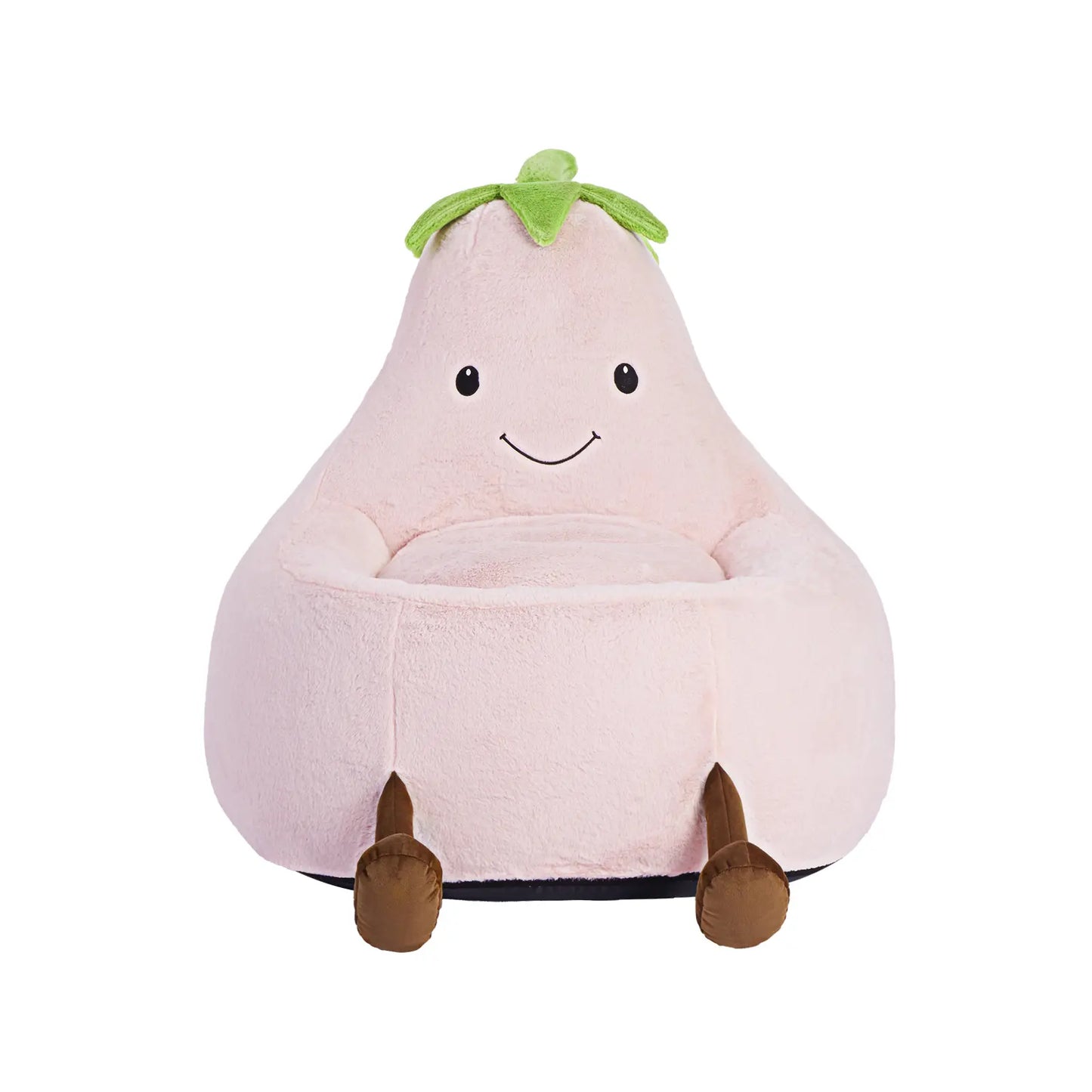 Modern Beanbag Chair for Toddlers, 24-31 Inch Padded Sofa with High Rebound Memory Foam, Beige-Purple Eggplant Design, Perfect for Reading and Gaming