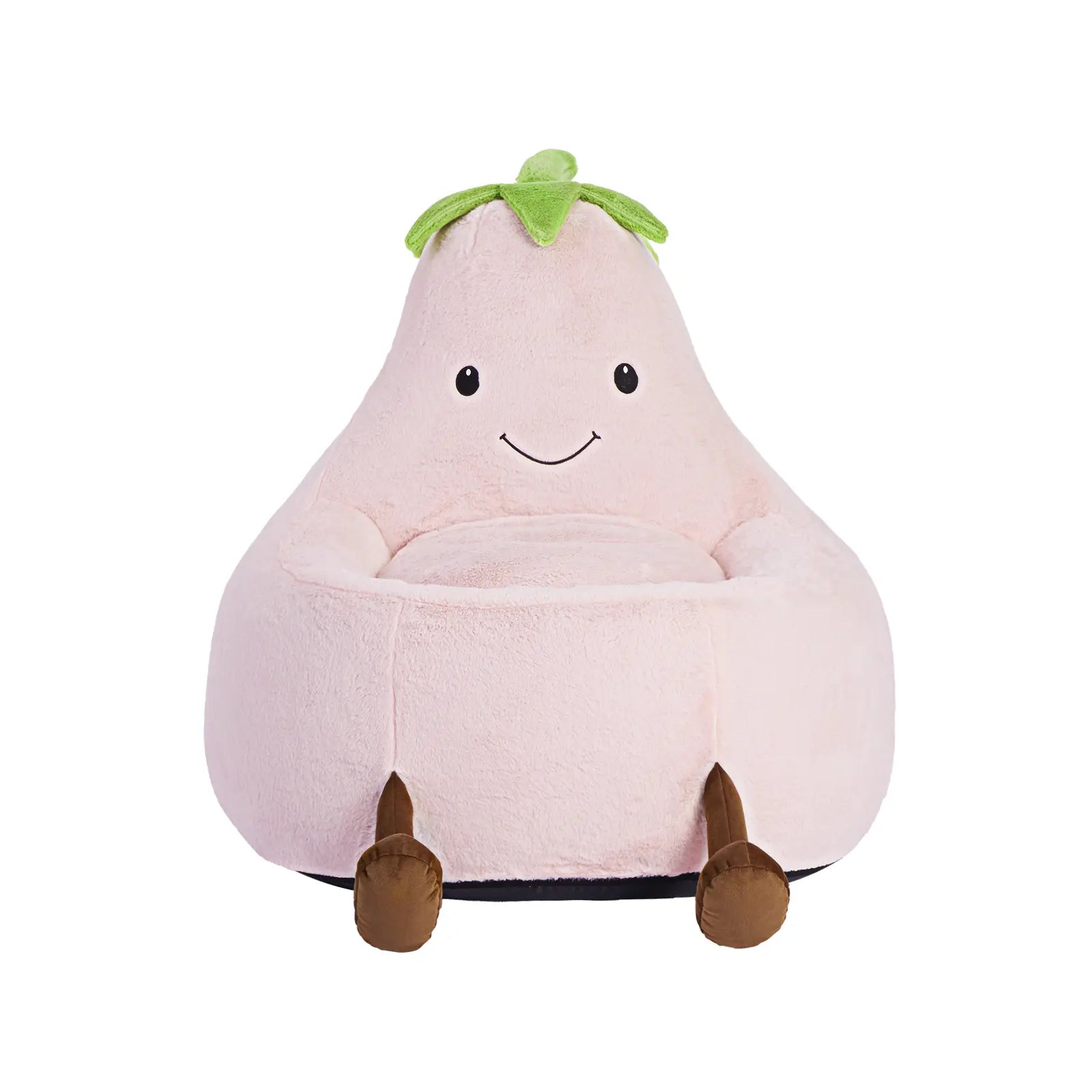 Modern Beanbag Chair for Toddlers, 24-31 Inch Padded Sofa with High Rebound Memory Foam, Beige-Purple Eggplant Design, Perfect for Reading and Gaming