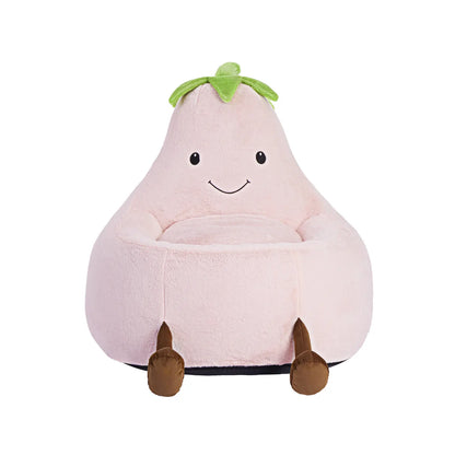 Modern Beanbag Chair for Toddlers, 24-31 Inch Padded Sofa with High Rebound Memory Foam, Beige-Purple Eggplant Design, Perfect for Reading and Gaming