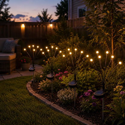 Outdoor Solar LED Firefly Lights - Waterproof Garden Stake Decorative Lamps with Auto Dusk-to-Dawn Functionality, Available in 4 or 8 Pack, Ideal for Curb Appeal, Whimsical Decor, Mood Lighting, Pathway Illumination, Home and Camping Essentials