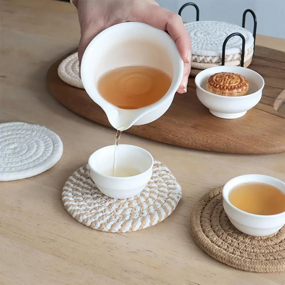 Set of 8 Non-Woven Absorbent Round Coasters - Elegant Household Placemats for Coffee Tables, Home Decor, and Gift Ideas