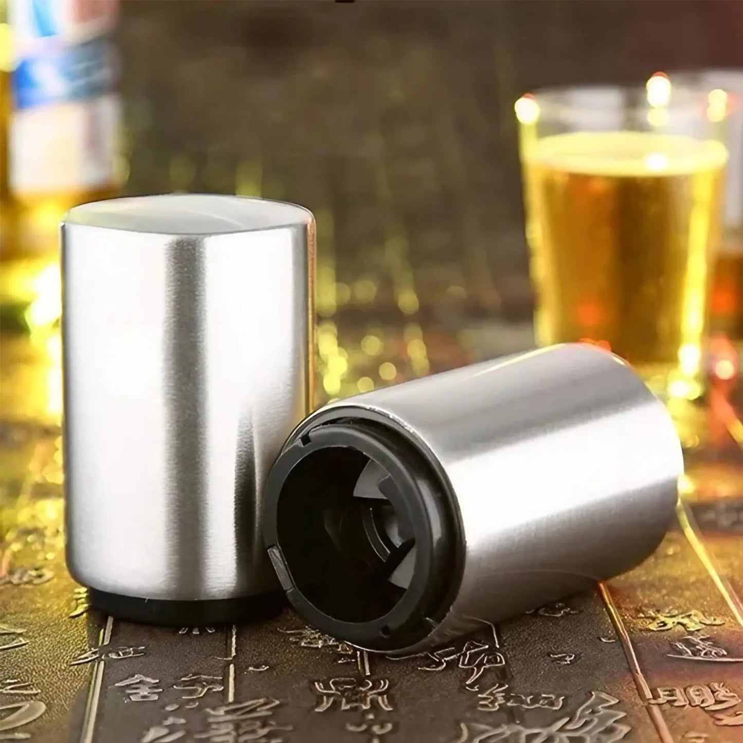 Stainless Steel Automatic Beer Bottle Opener with Magnetic Cap Catcher - Ideal Travel Accessory and Bartending Tool for Home, Picnics, and Camping