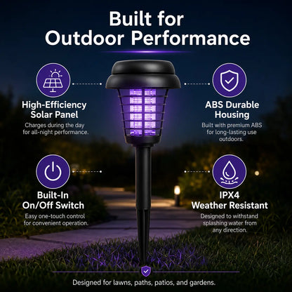 Solar-Powered Mosquito Zapper Light - Outdoor Garden Stake Lamp with UV Insect Control and Pathway Lighting, Weather-Resistant, Easy to Install, Available in Round and Square Designs