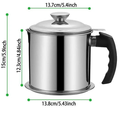 Modern Stainless Steel Oil Dispenser with Tray and Lid, Includes Filter - Versatile Cooking Oil Container for Kitchen Use